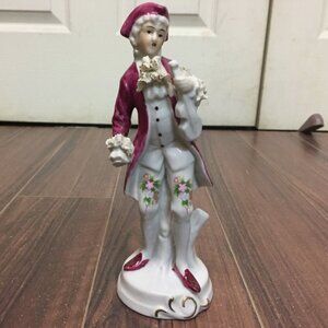 Vintage Sabre Ceramic Violin Player Figure 8 Inches Rococo Baroque Victorian